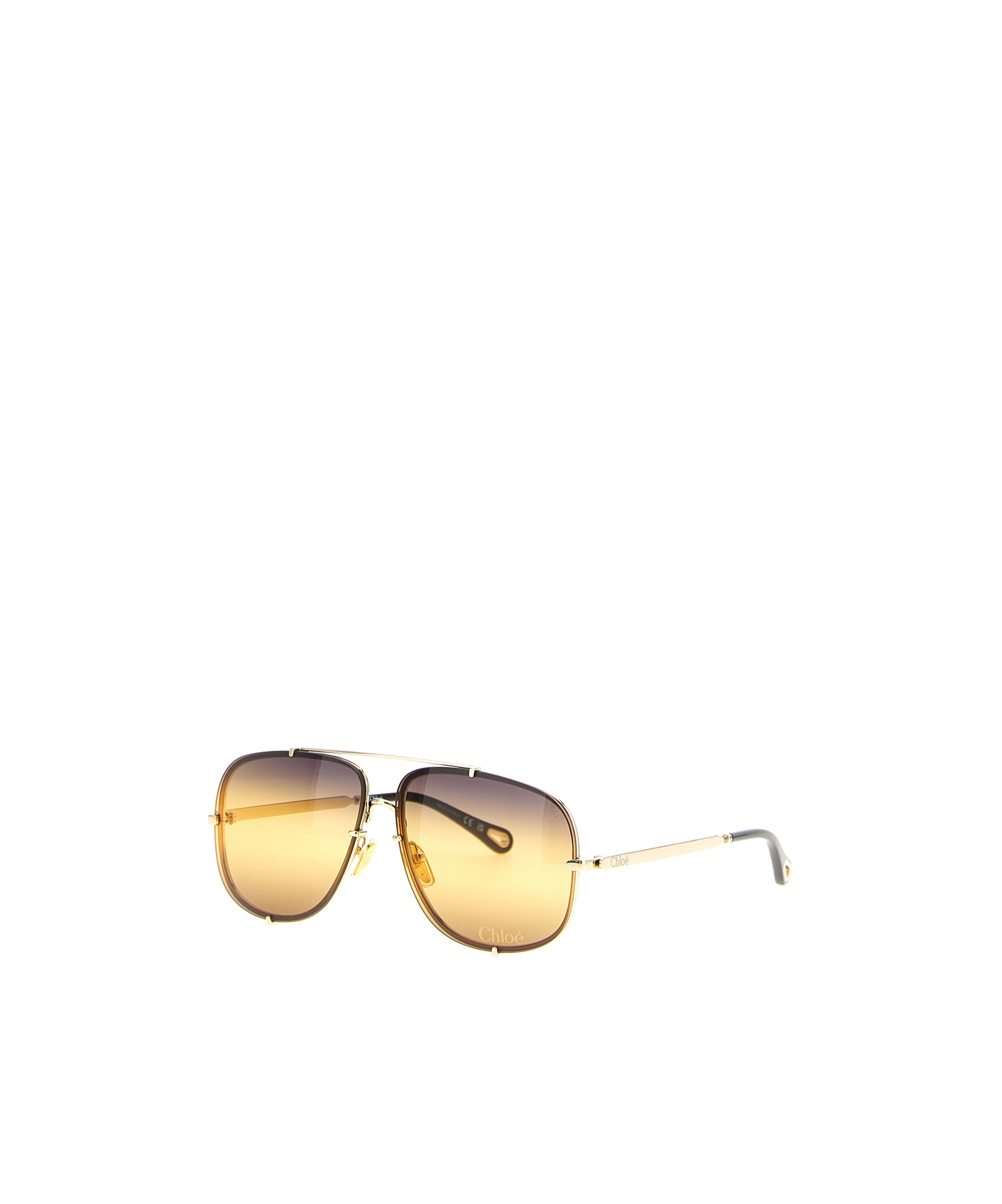 Chloé Square Metal Sunglasses Gradient Lenses In Yellow
