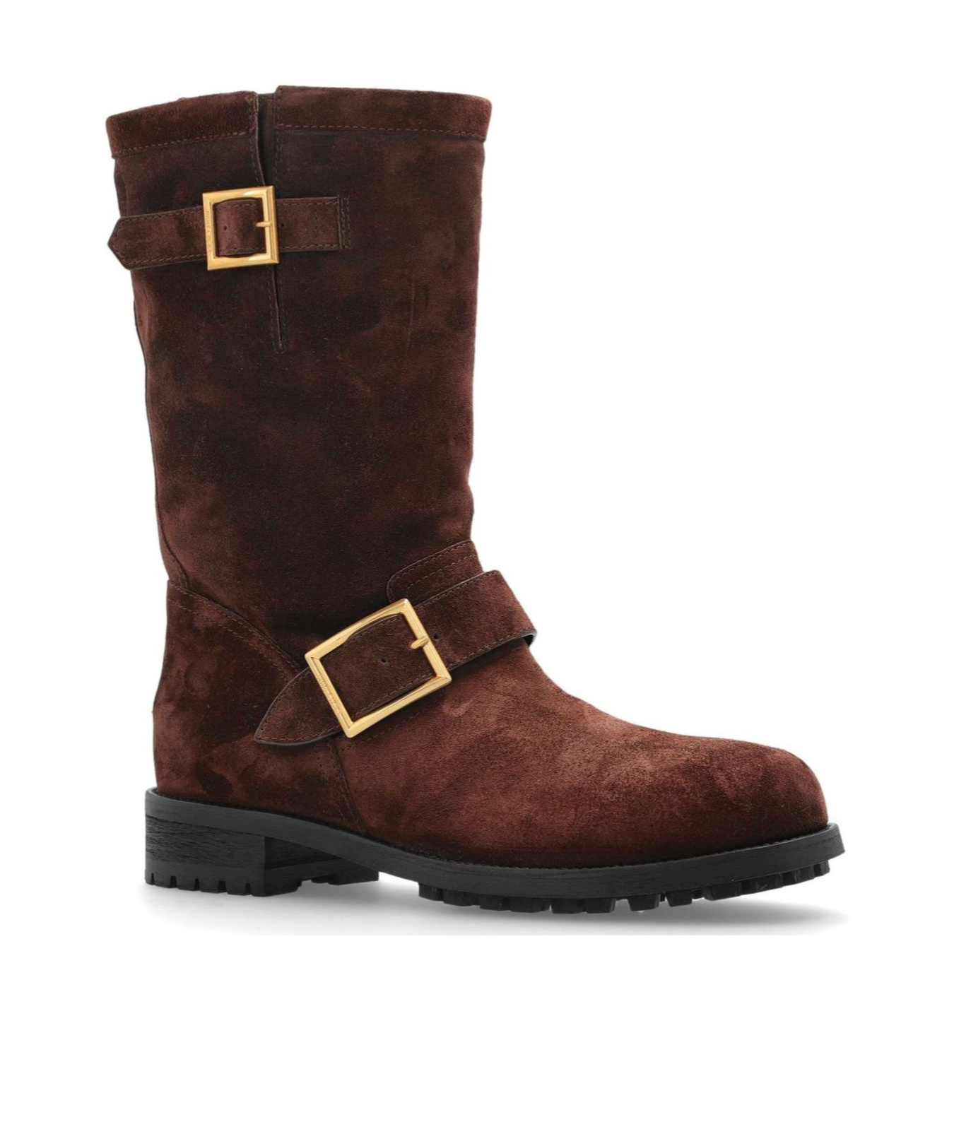 Jimmy Choo Chocolate Suede Biker Ankle Boots In Brown