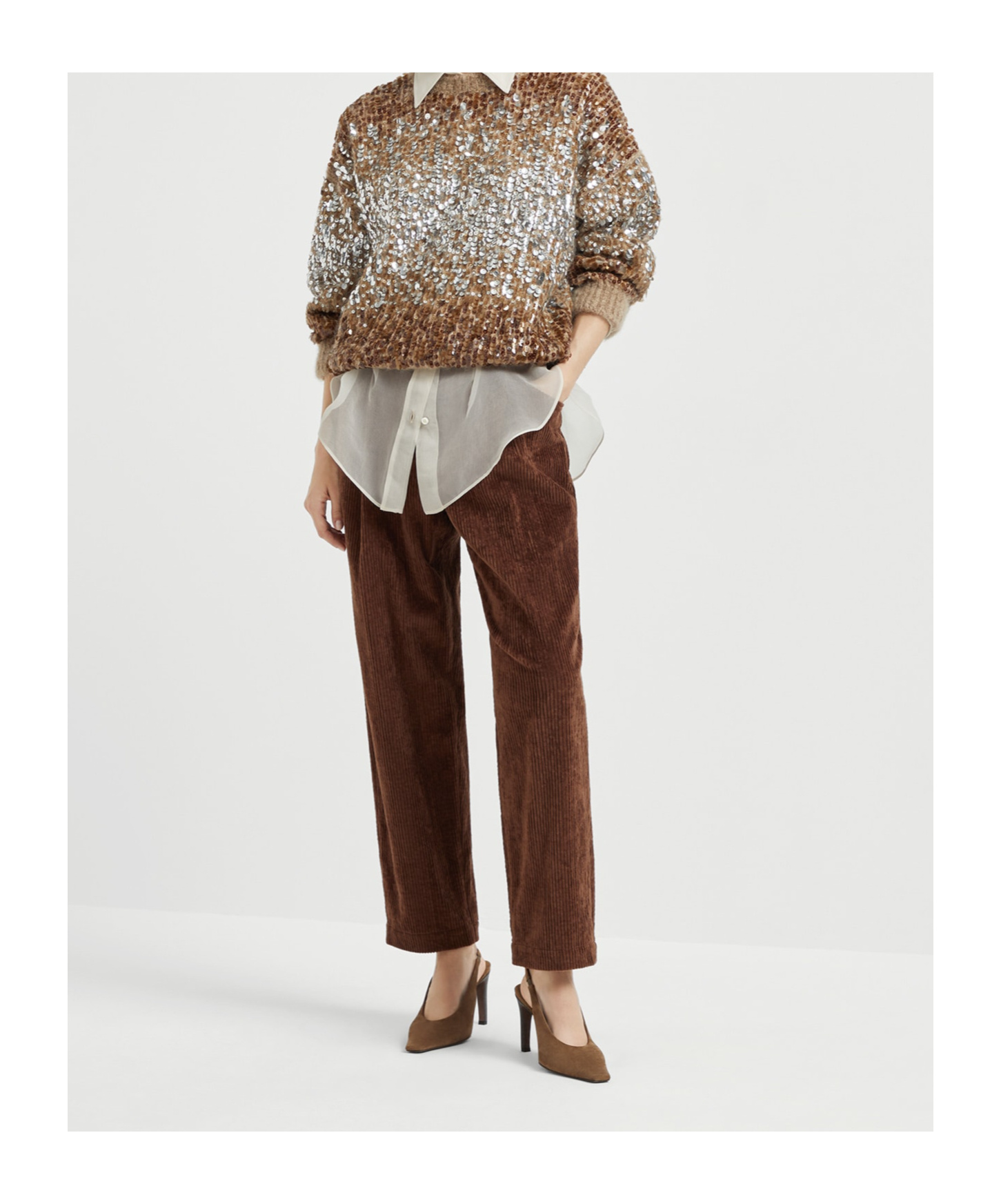 Brunello Cucinelli Soft Corduroy Pleated Straight-leg Ankle Pants In Brown