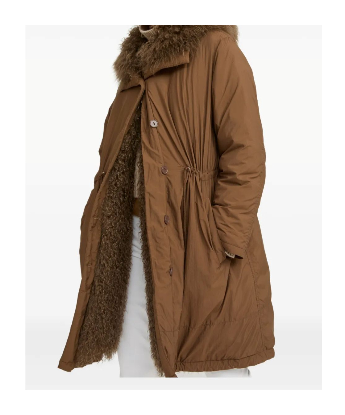 Yves Salomon Lambshearling-trimmed Parka Coat In Animal Print