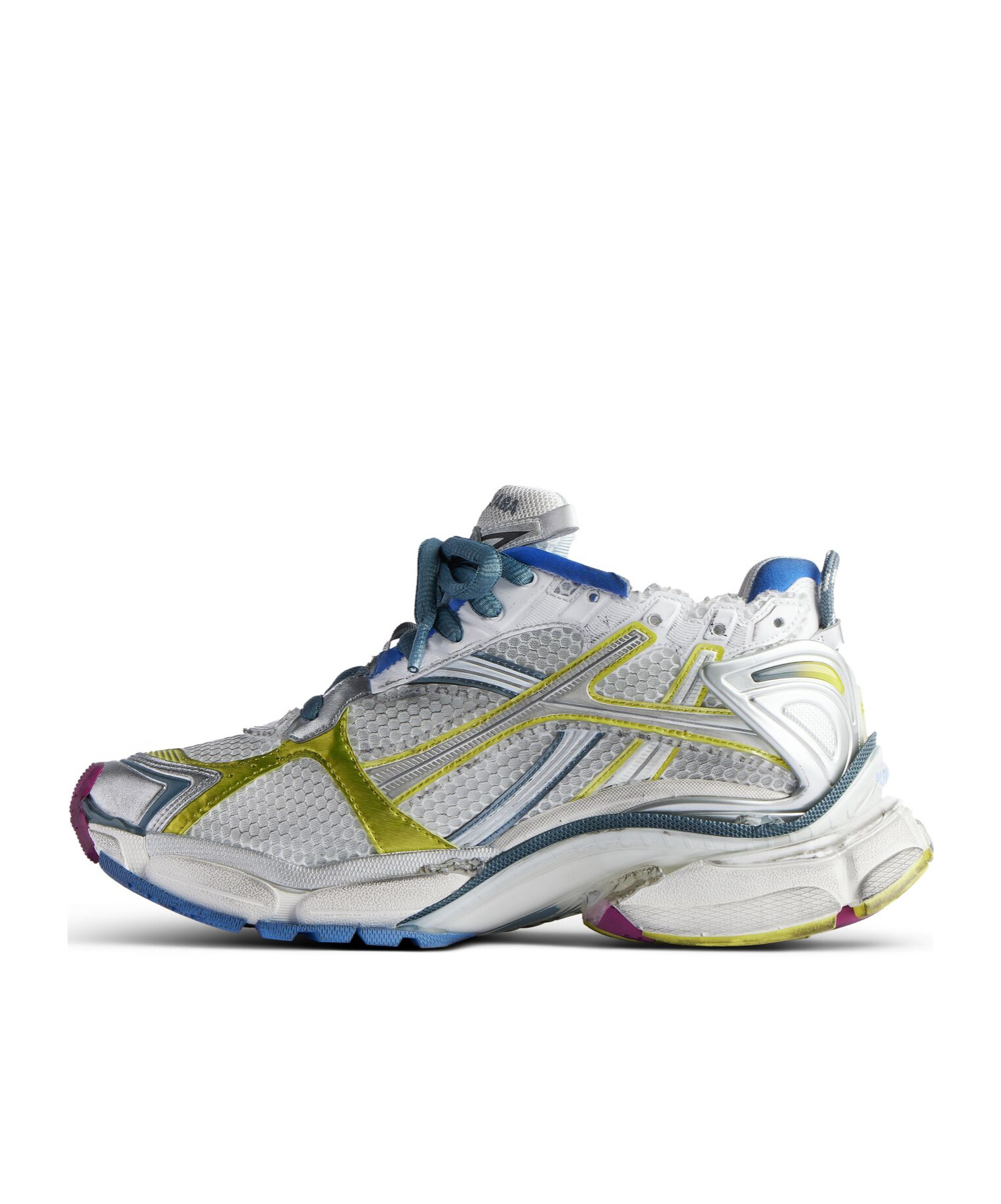 Shop Balenciaga Women's Runner Trainers In White/blue/purple/yellow In Gray