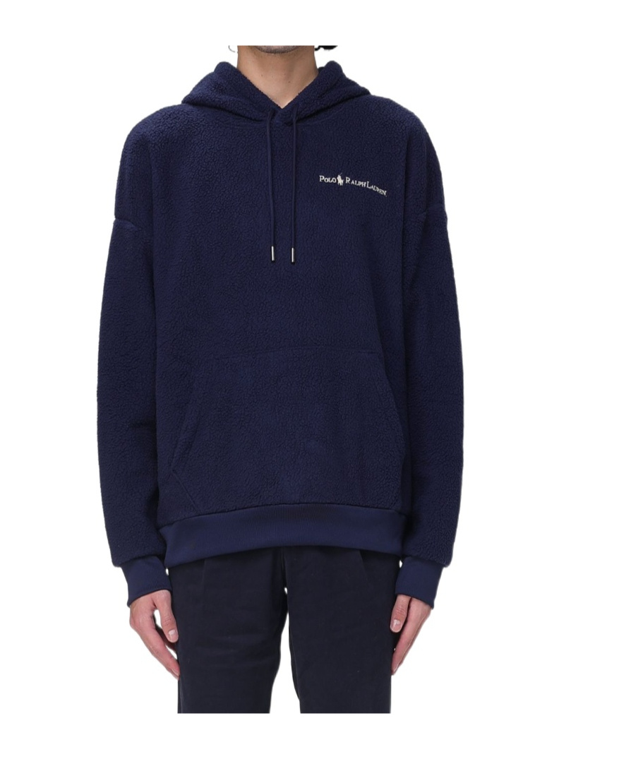 Polo Ralph Lauren Logo Embroidered Drawstring Hoodie In Blue