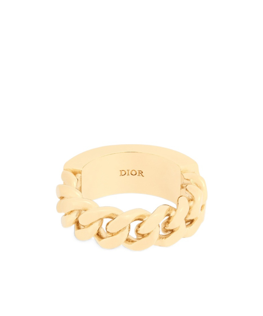 Shop Dior Chain Ring In Yellow