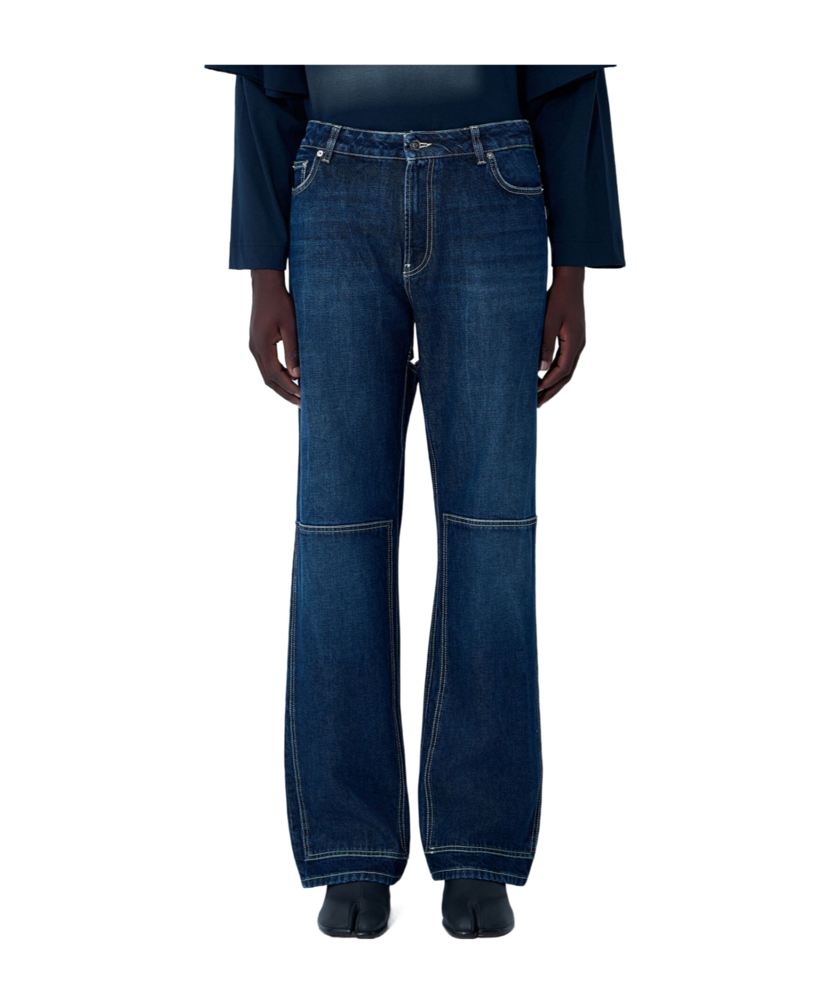 Jean Paul Gaultier Hollow Denim Trousers In Blue