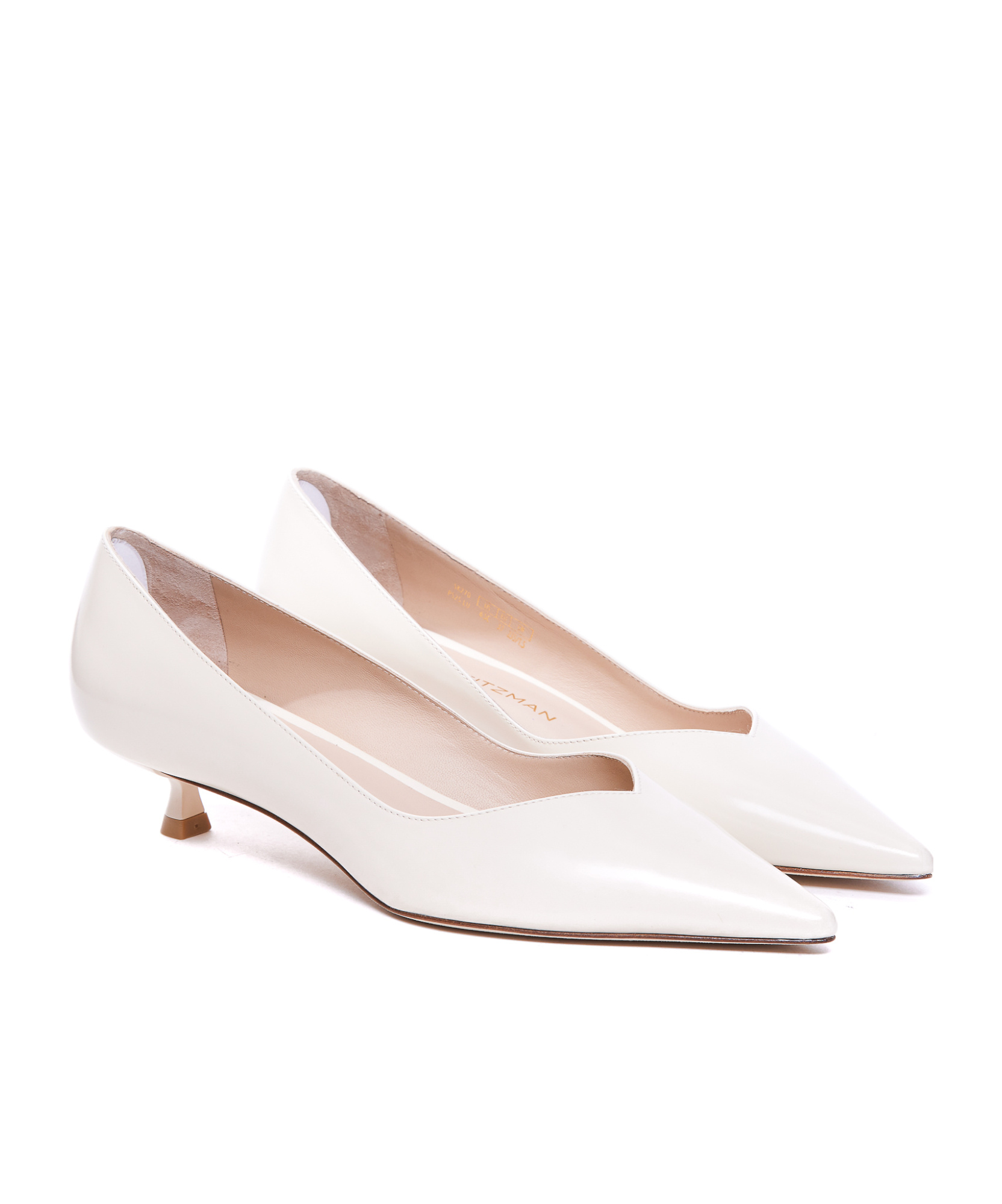 Stuart Weitzman Eva Leather Kitten-heel Pumps In White