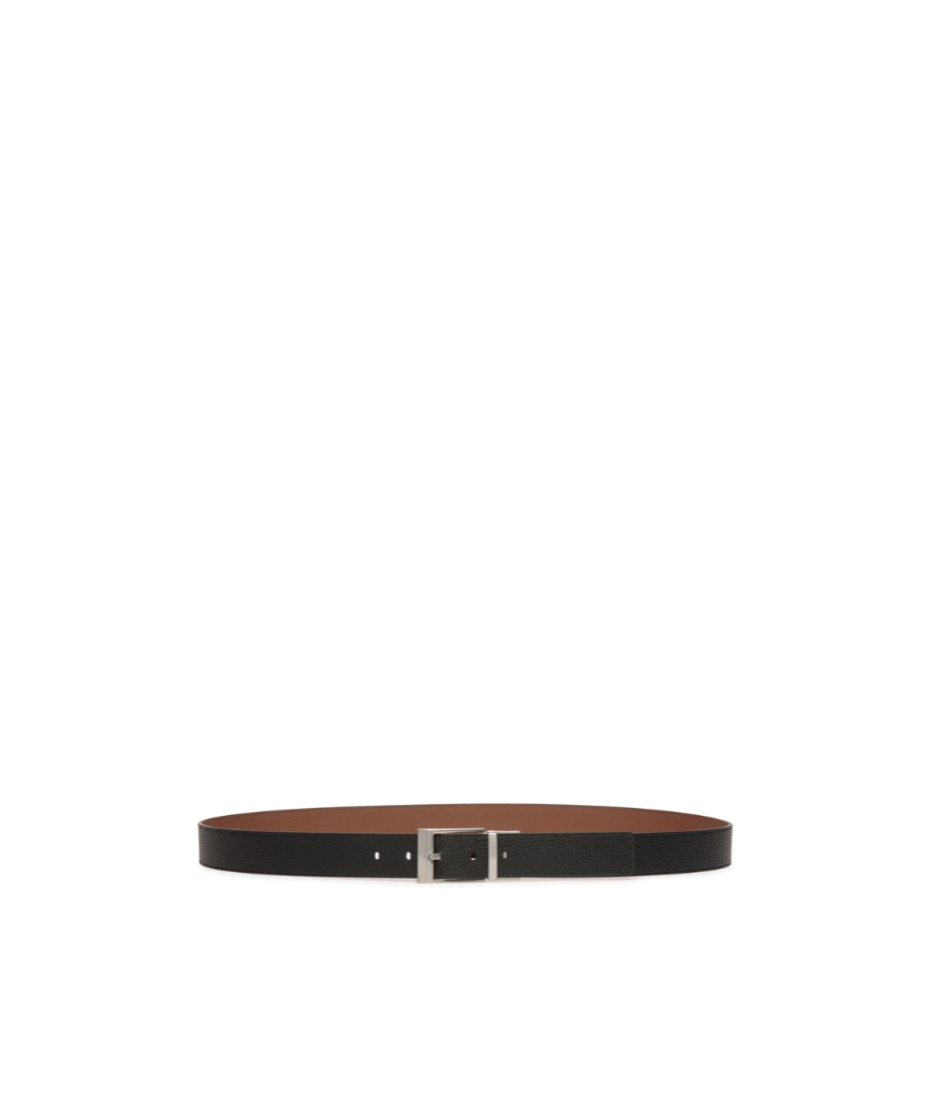 Bally Adjustable Buckle Pebbled Leather Belt In Black