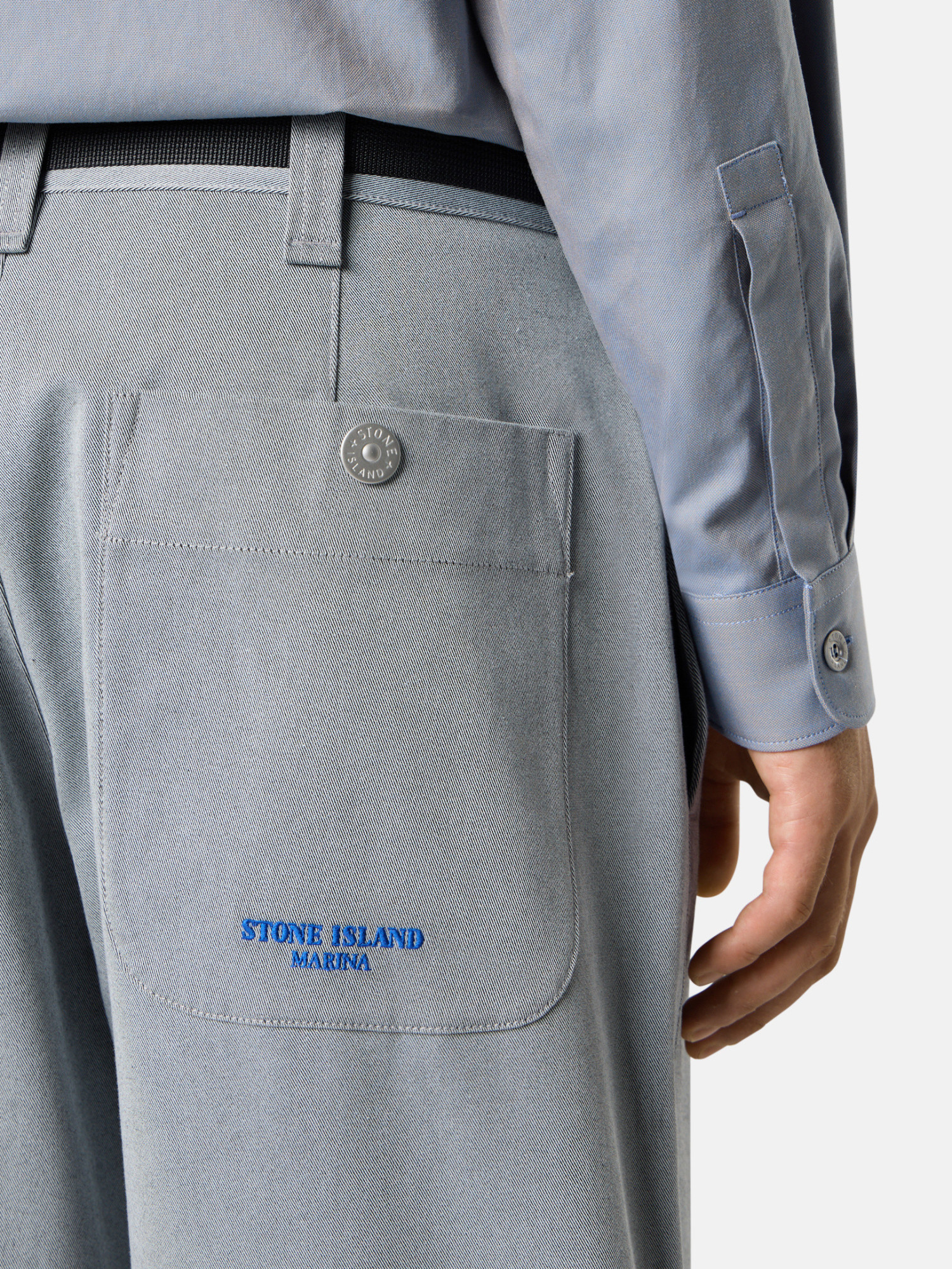 Stone Island Marina Wide-leg Belted Pleated Cotton-blend Gabardine Trousers In Gray