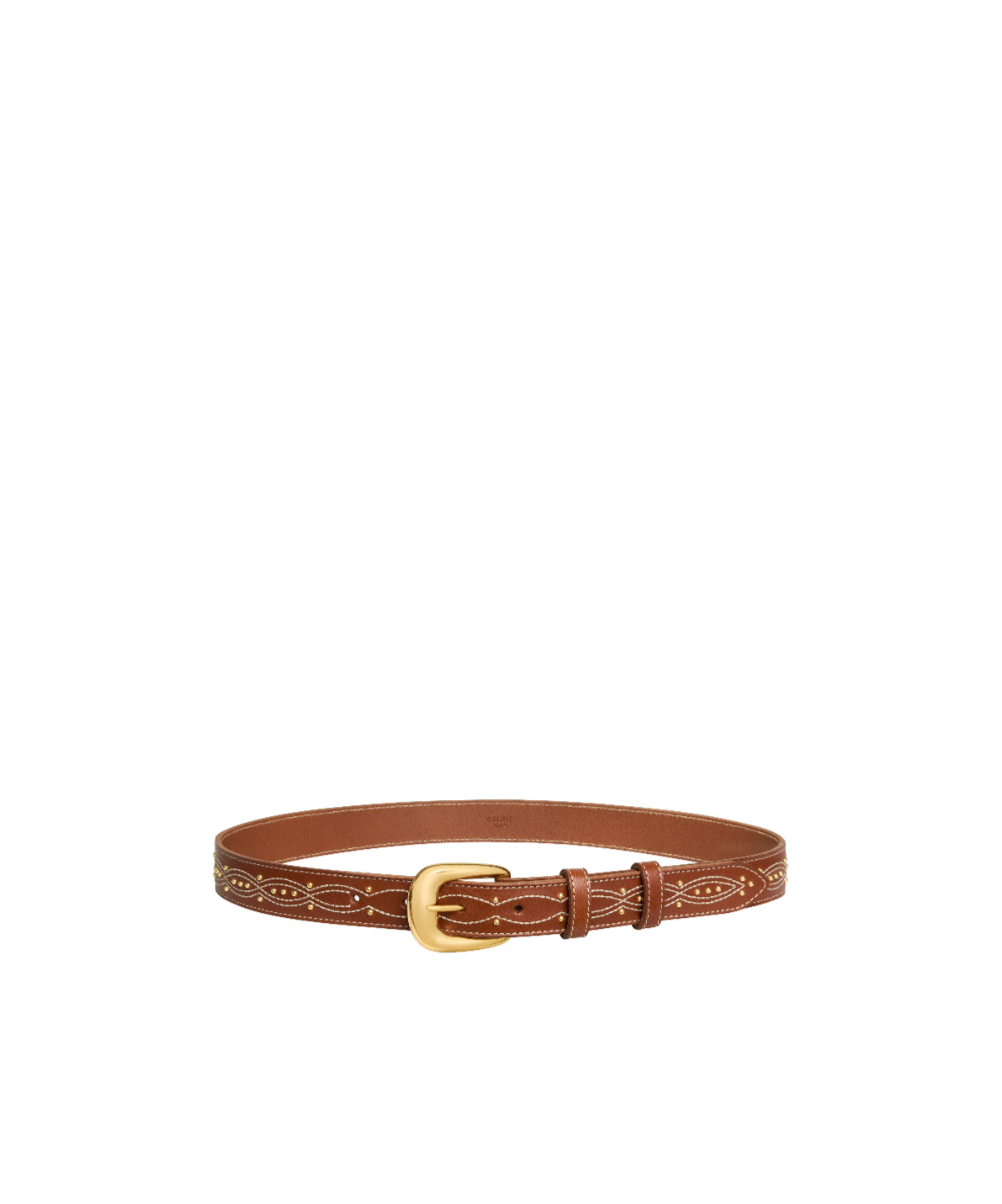 Celine Medium 25mm Western Belt In Vintage Calfskin With Embroidery In Brown
