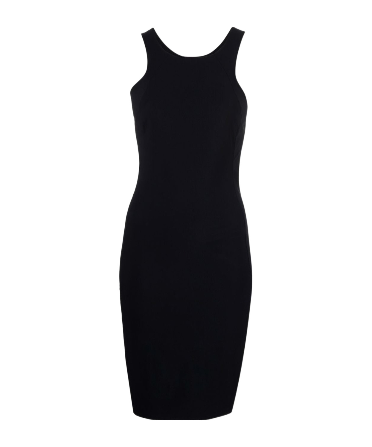Shop Patrizia Pepe Round-neck Sleeveless Racer Dress In Black