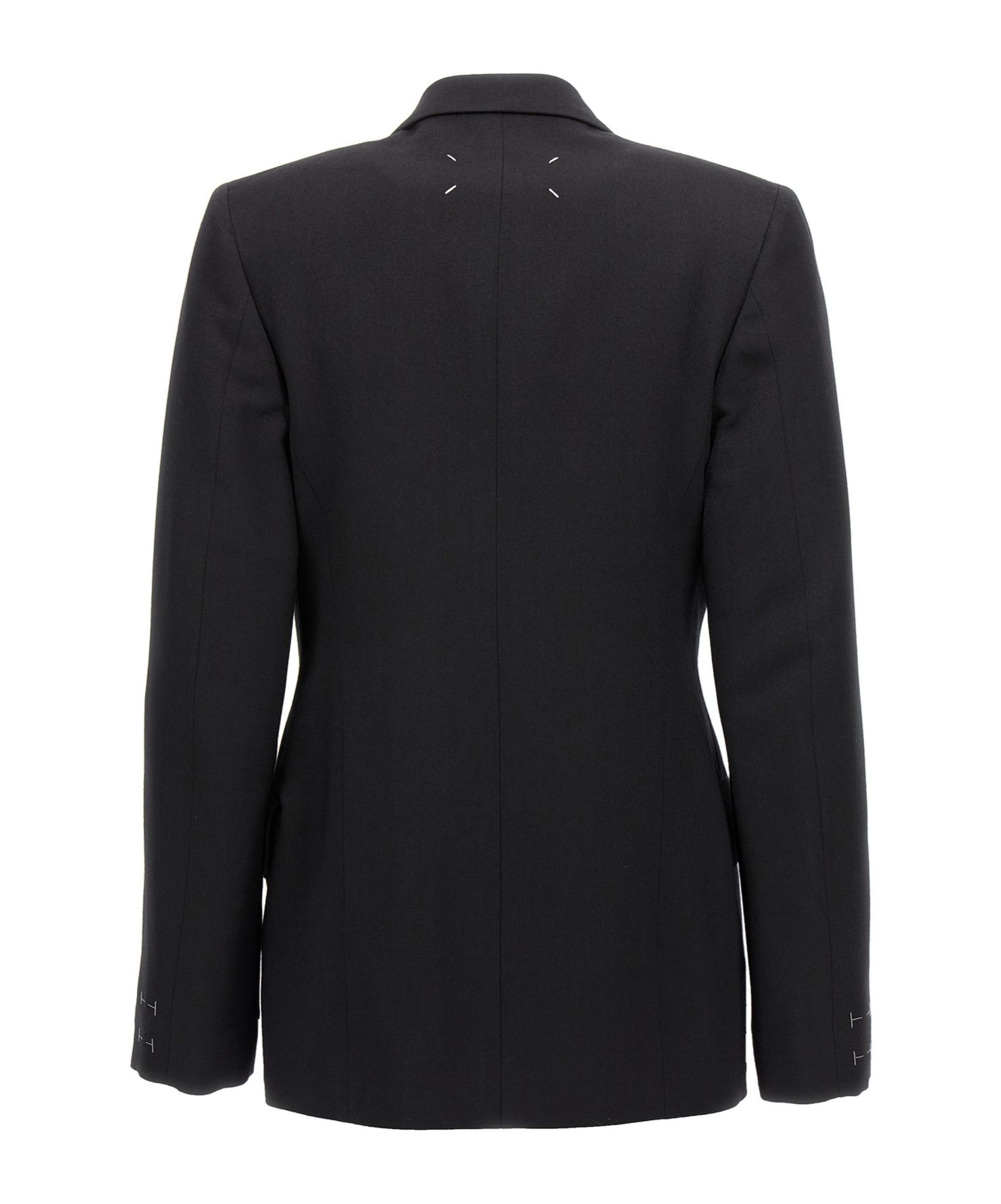 Maison Margiela Wool Double-breasted Blazer With Flap Pockets In Black