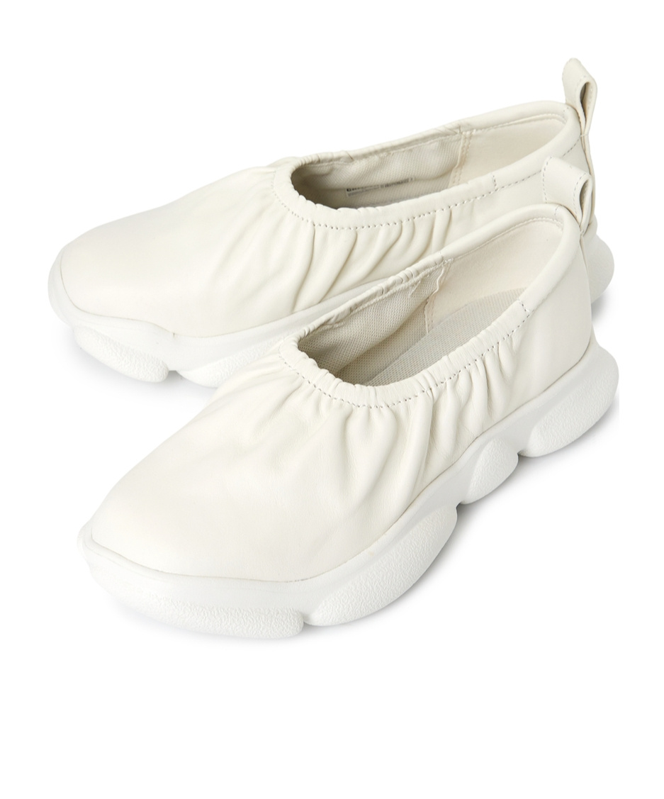 Camper Karst Leather Ballerina Shoes In White