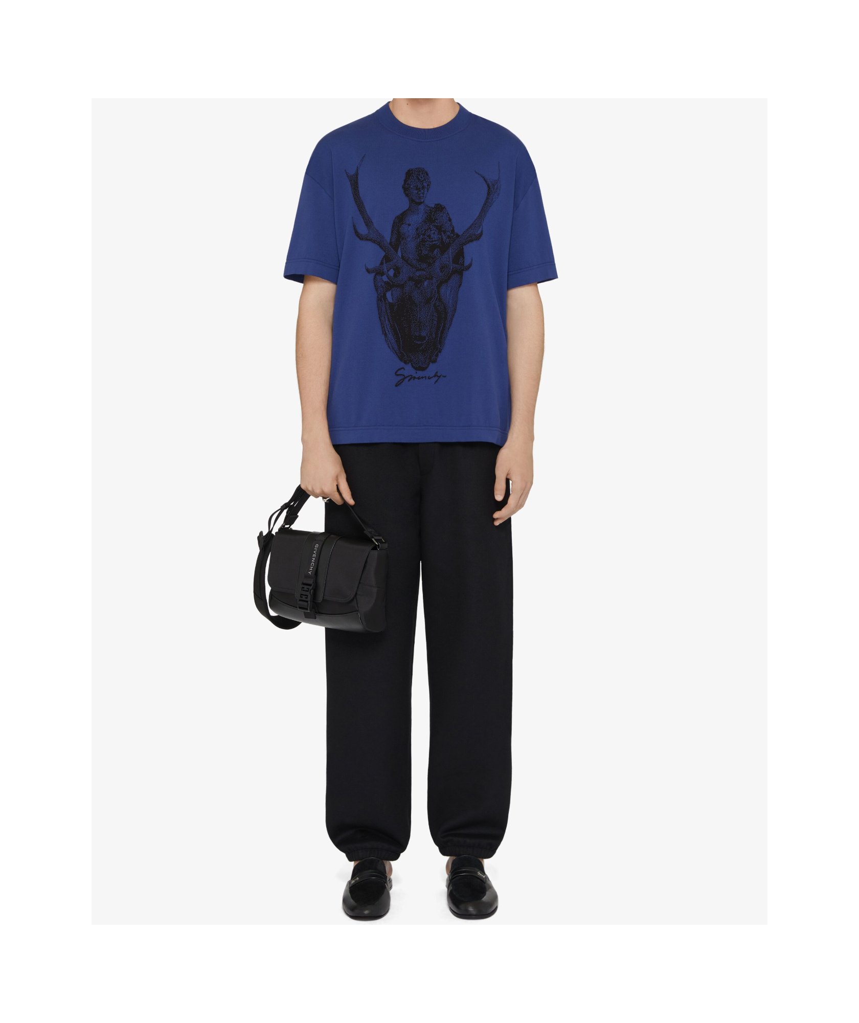 Givenchy T-shirt In Knit With Hubert Objects In Sapphire Blue