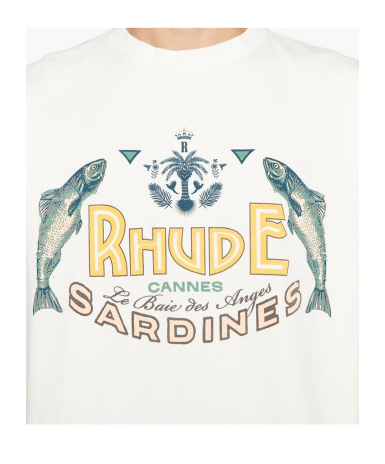 Rhude Cotton Logo Sardines T-shirt In White