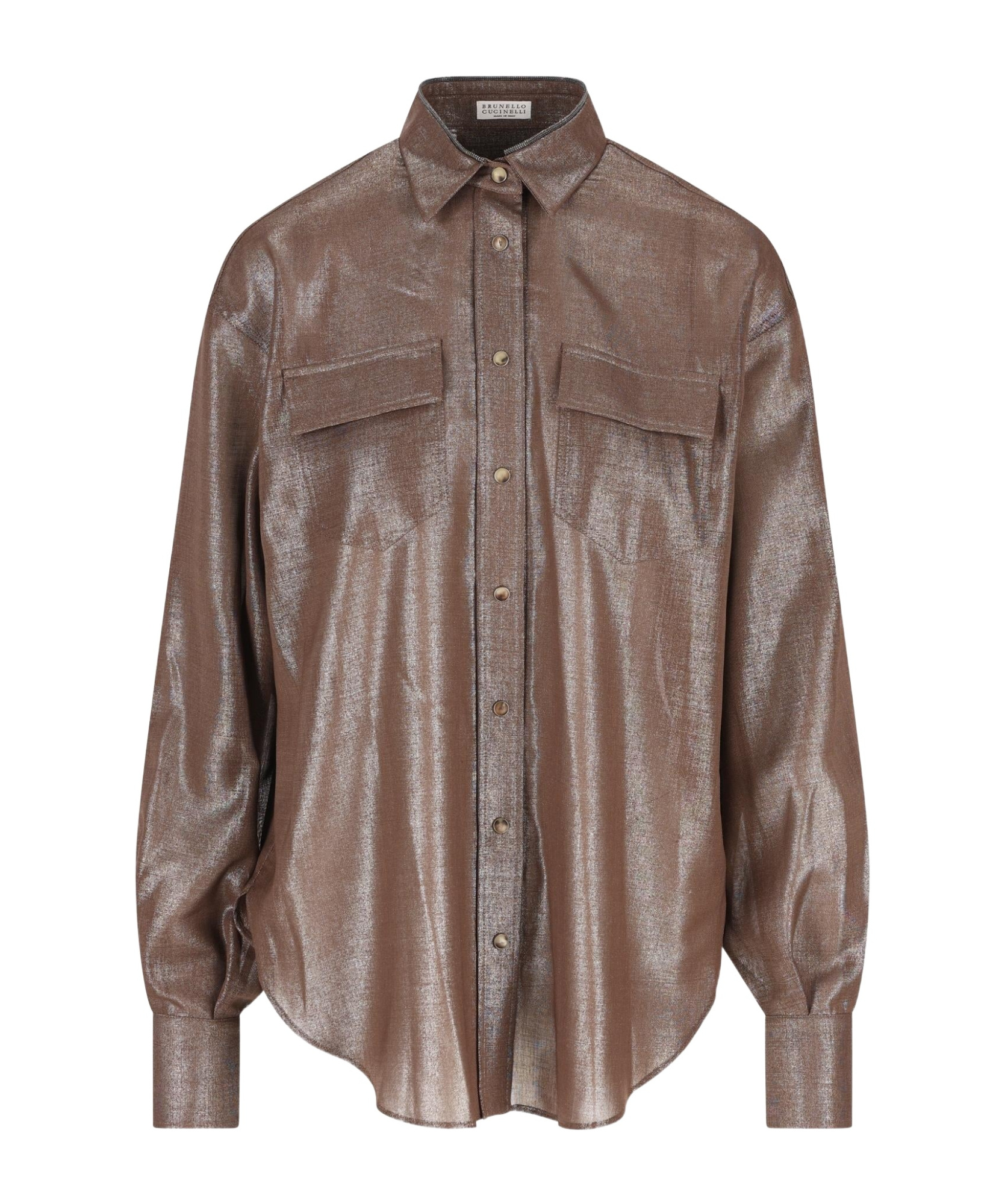 Brunello Cucinelli Long Sleeve Shirt In Brown
