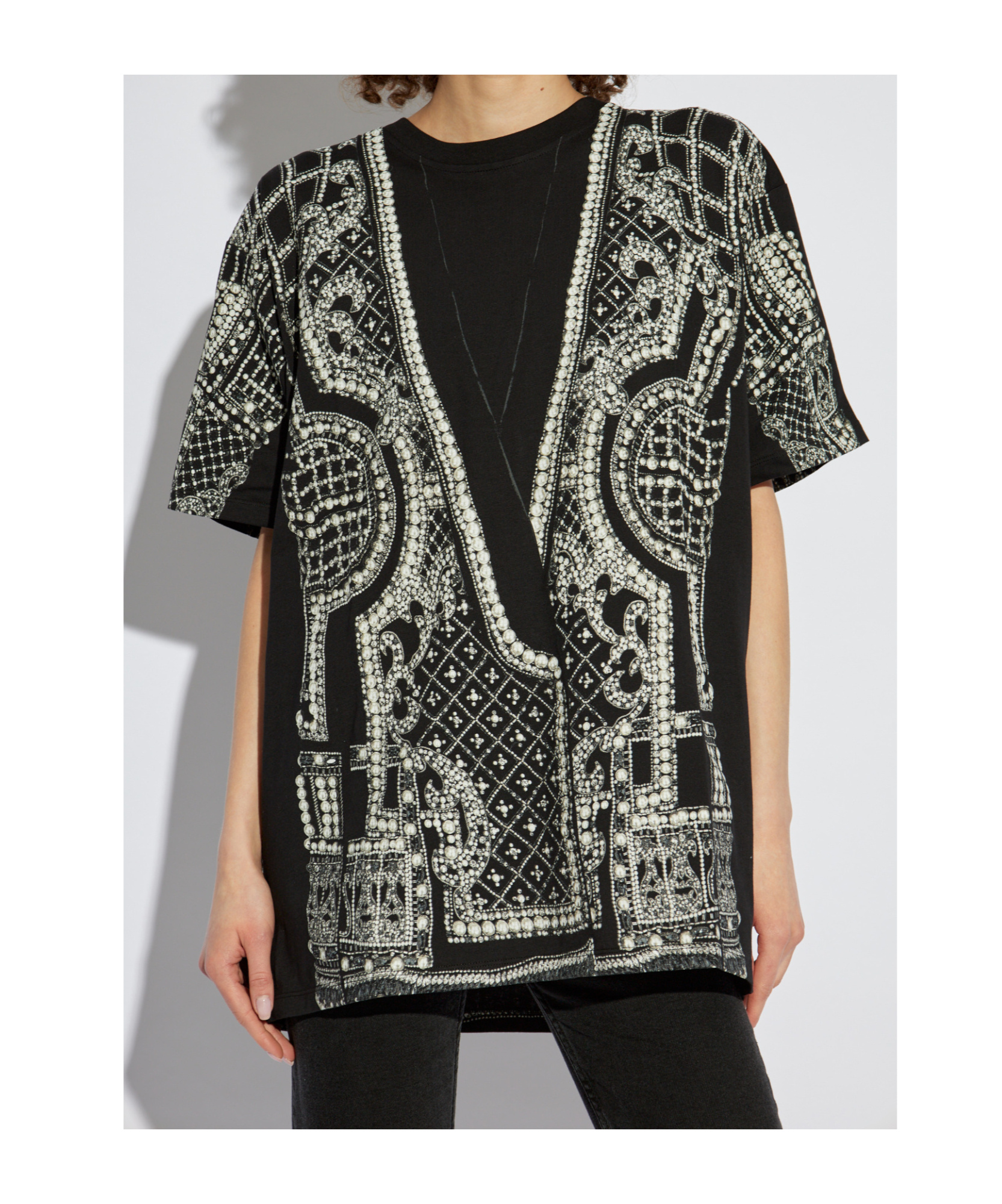 Balmain Oversized Printed T-shirt In Black