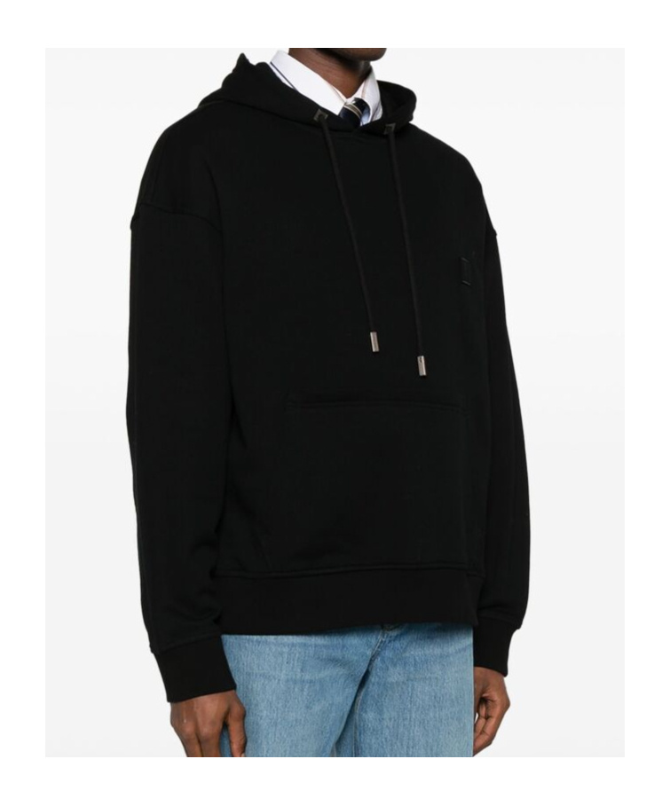Wooyoungmi Classic Black Hoodie With Signature Logo Accents In Black
