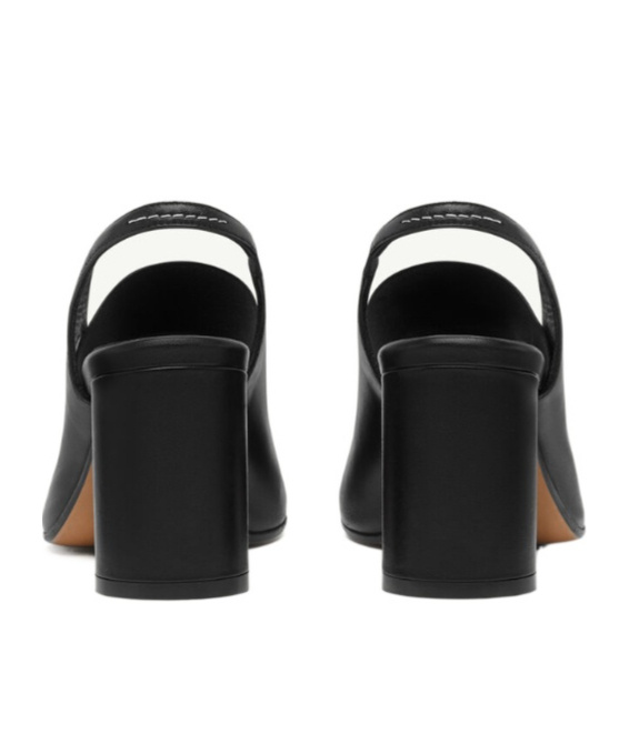Mm6 Maison Margiela Anatomic Numeric Slingback Peep Toe Block Heel In Black