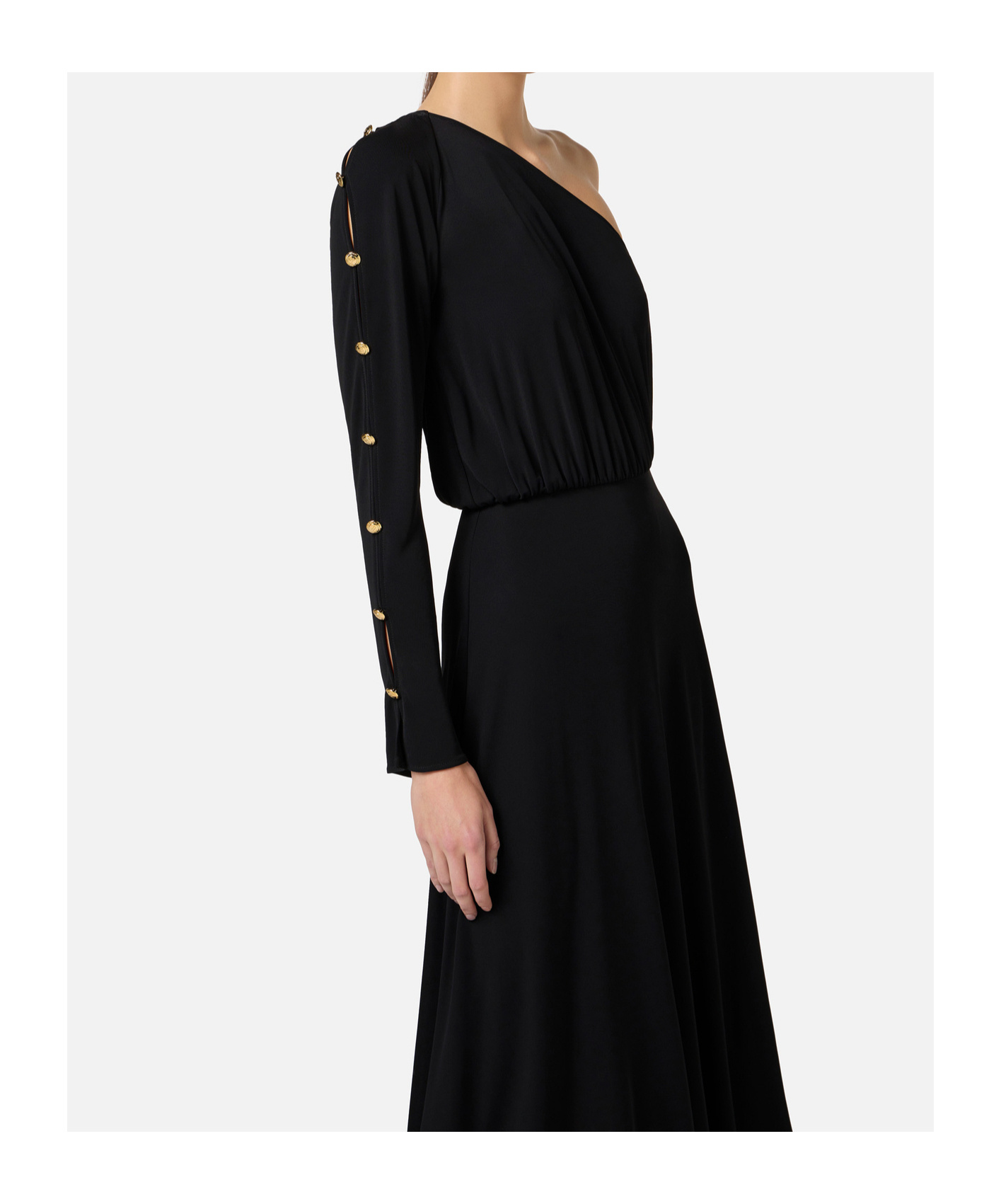 ELISABETTA FRANCHI ONE-SHOULDER MIDI DRESS
