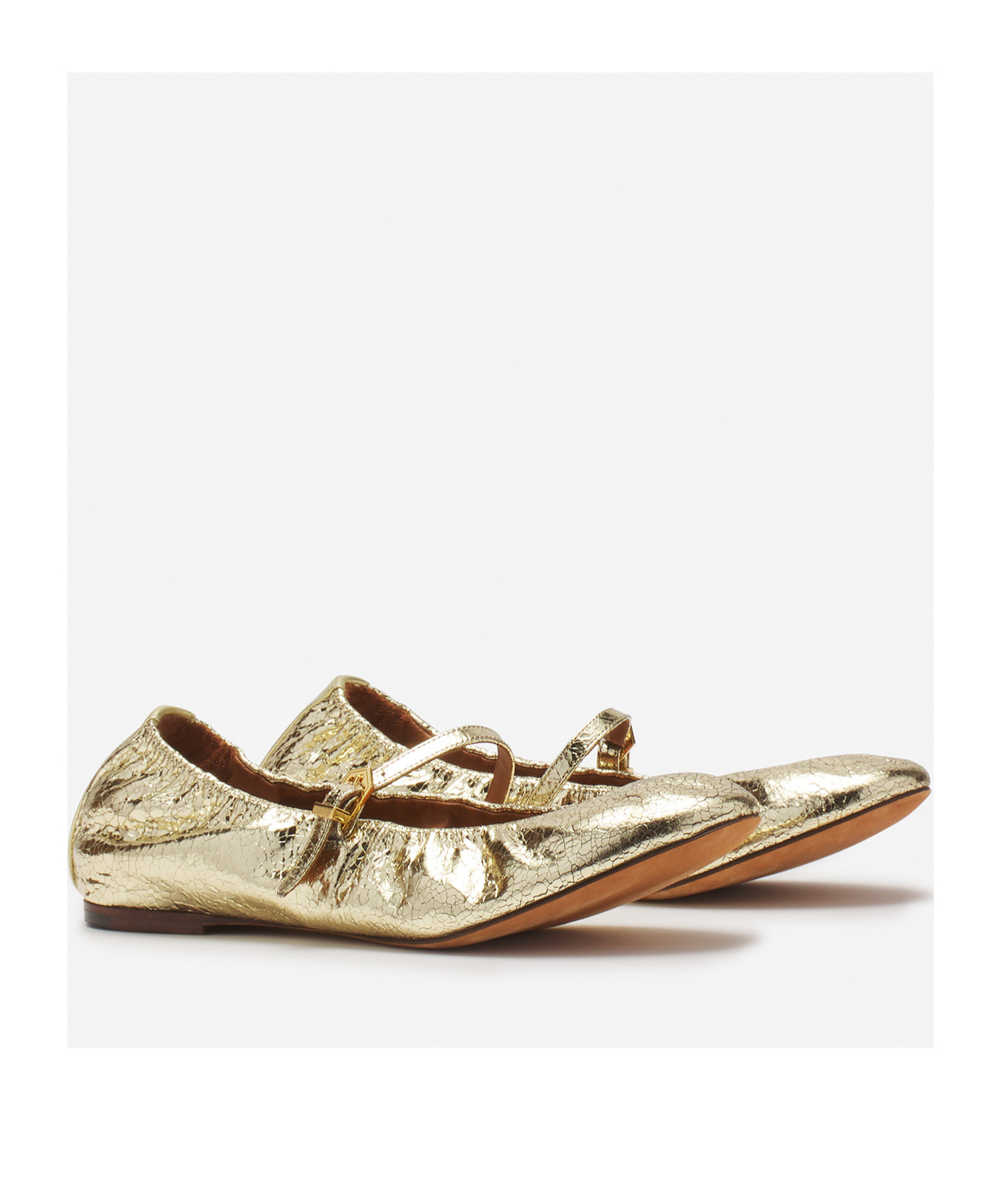 LANVIN LANVIN LOGO-TAG CRACKED BALLERINAS