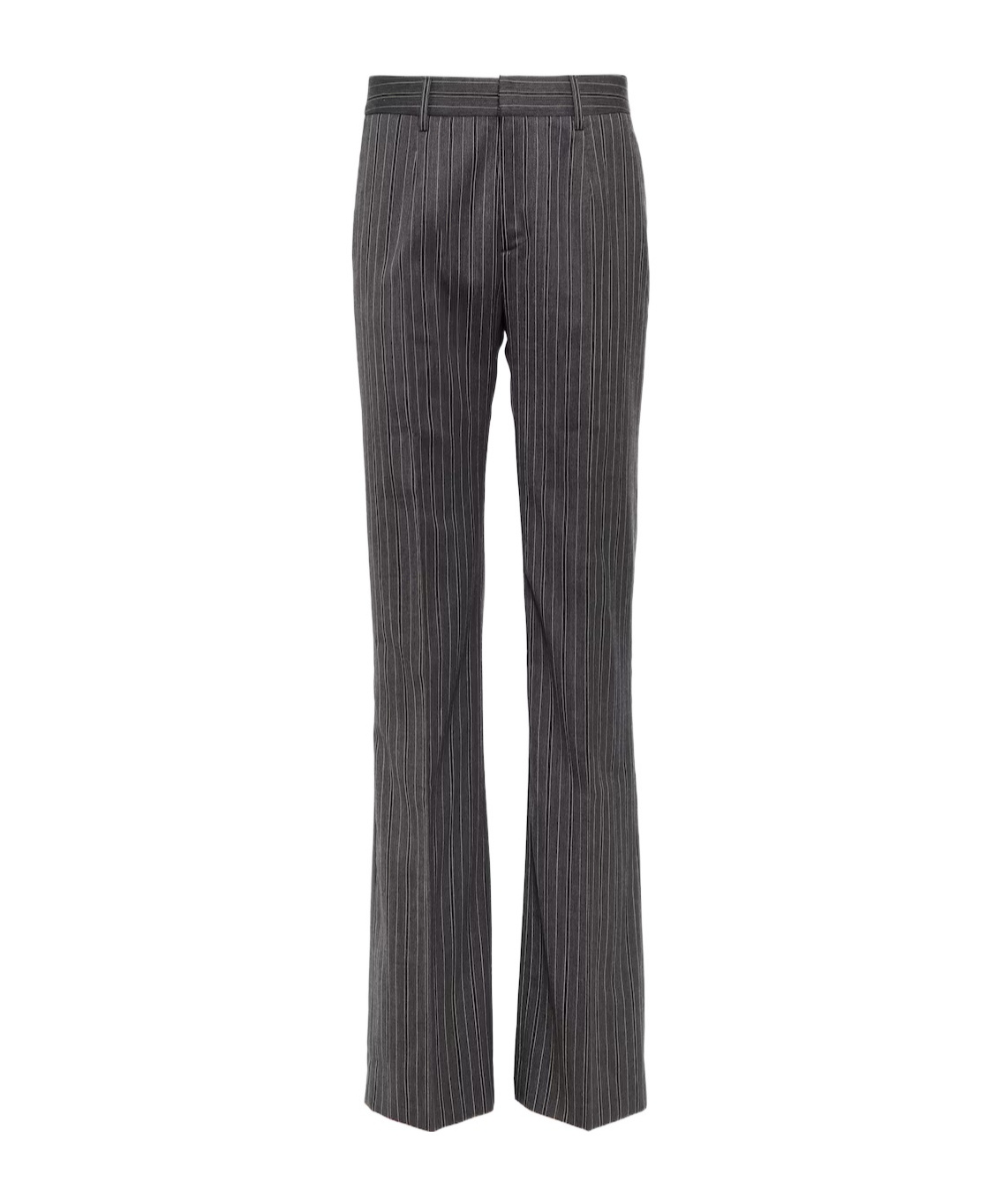 Alessandra Rich Pinstriped High-rise Straight Pants In Gray