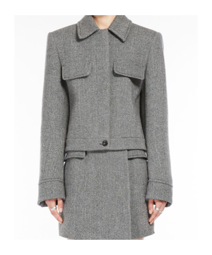 Shop Sportmax Notched-lapels Patent-finish Blazer In Gray