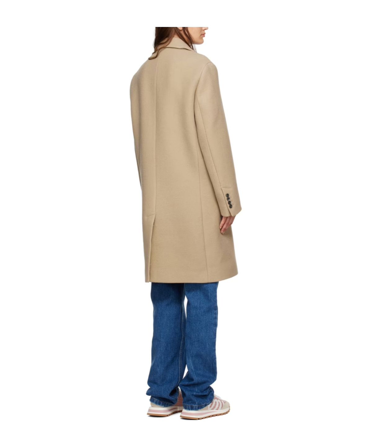 Ami Alexandre Mattiussi Beige Double-breasted Coat In Nude