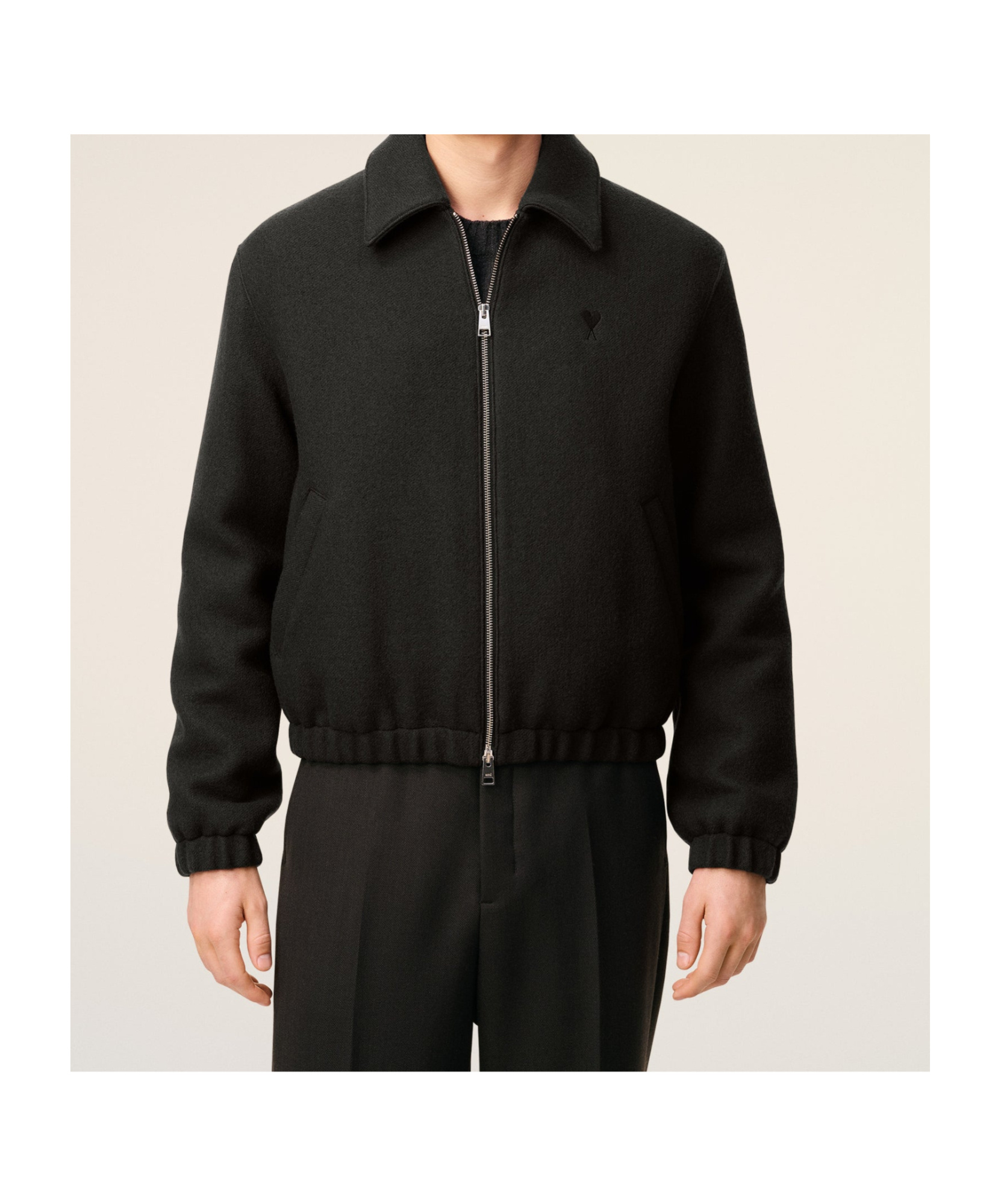 Ami Alexandre Mattiussi Corduroy Texture Jacket With Elasticated Cuffs And Hem In Black