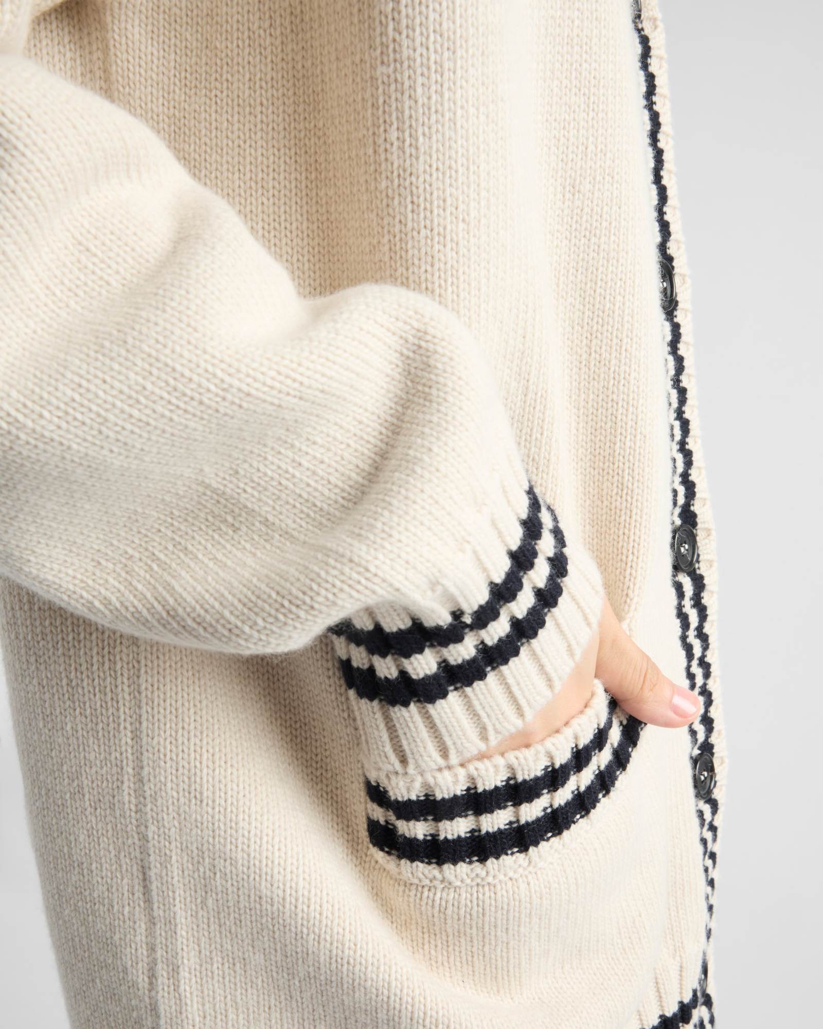 Prada Wool-cashmere Varsity Cardigan In Nude
