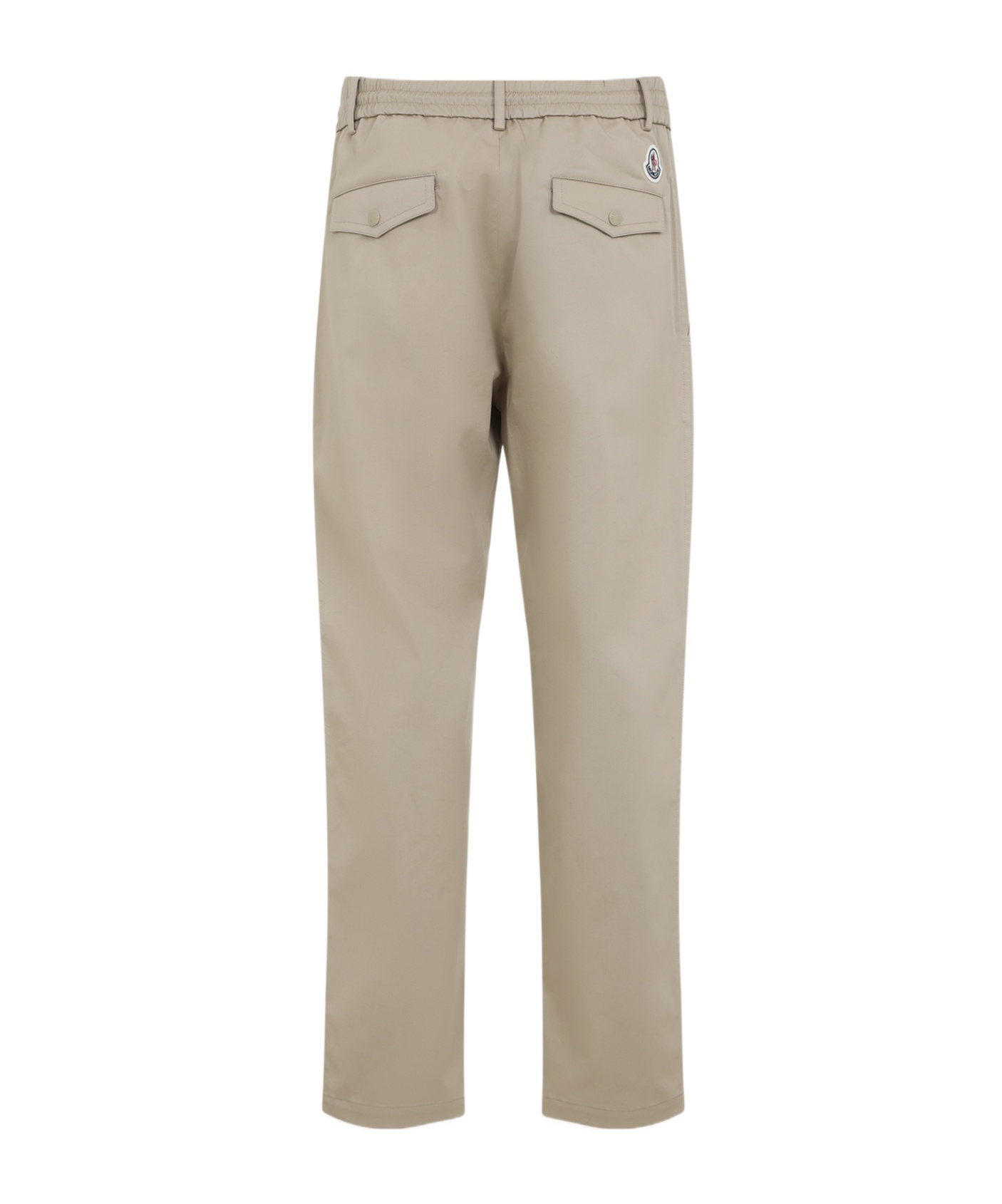Moncler Cotton Trousers With Belt Loops And Drawstring In Nude