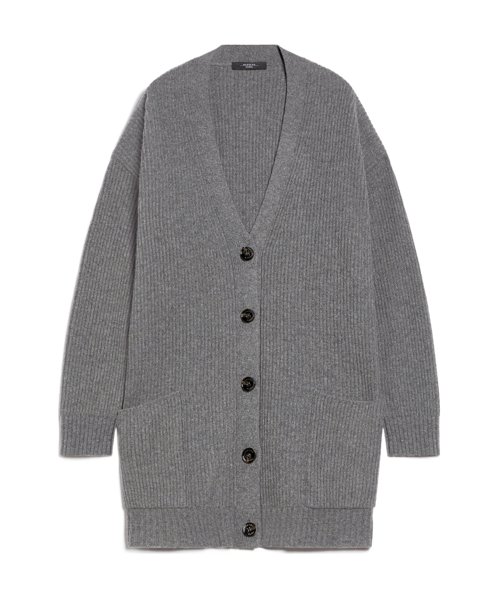 Weekend Max Mara Long-sleeved Wool Cardigan In Gray
