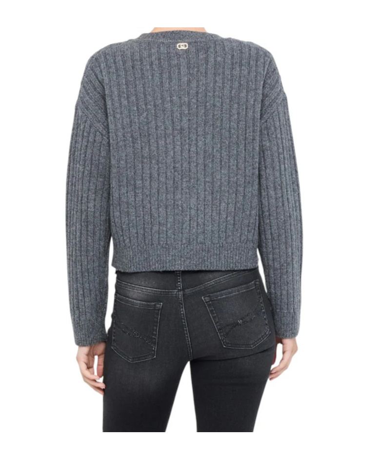 Liu •jo Button Long-sleeved Sweater In Gray