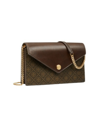 Tory Burch Envelope Chain Wallet In Brown