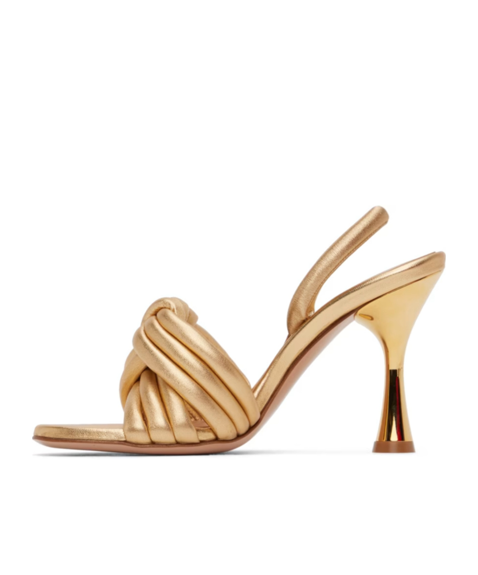 Shop Gianvito Rossi Knot Detail Heeled Sandals In Nude