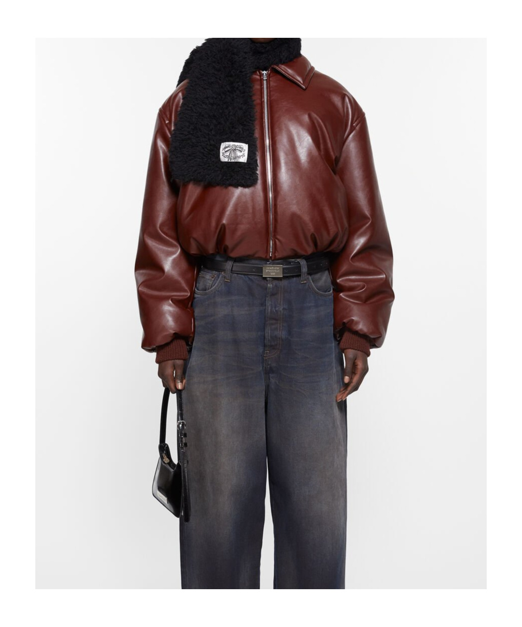 ACNE STUDIOS LOGO-TAG FAUX-FUR SCARF