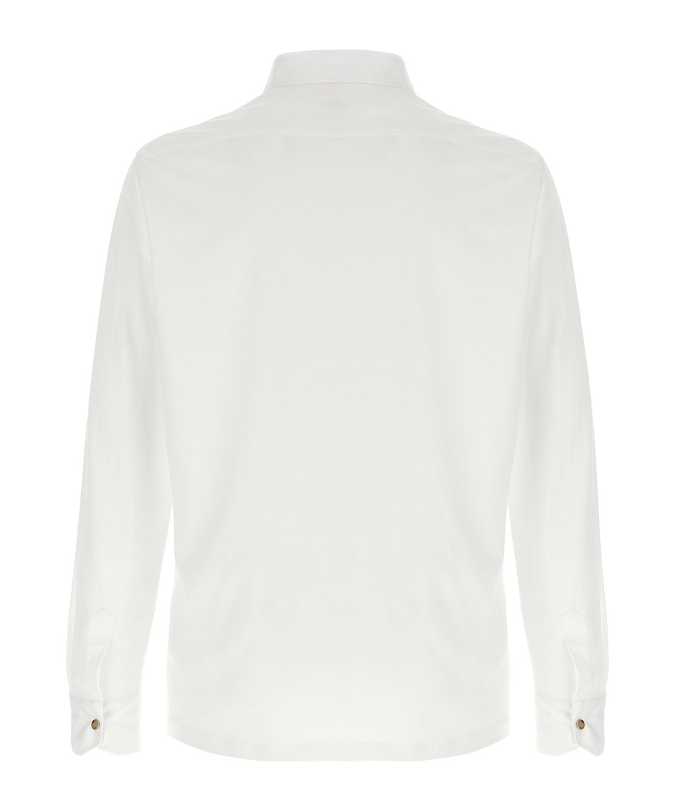 Shop Kiton Long-sleeved Polo Shirt In White