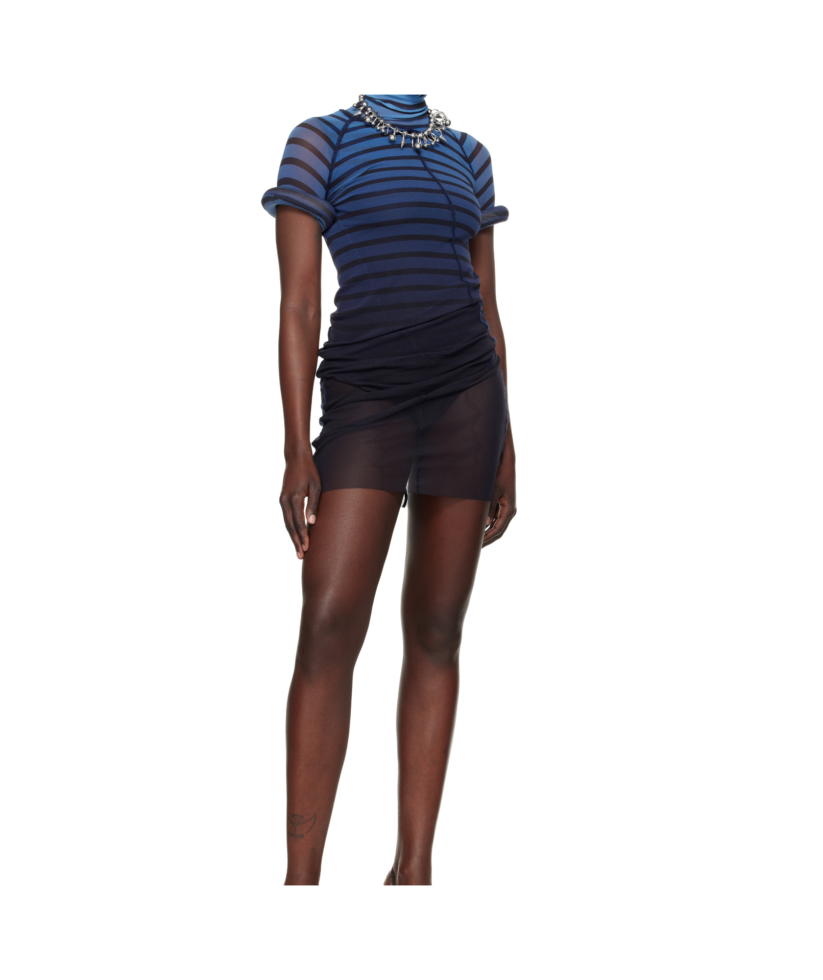 JEAN PAUL GAULTIER STRIPED MESH MINI DRESS