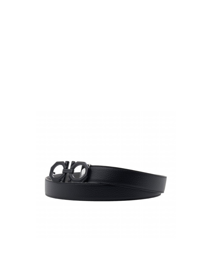 Ferragamo Logo Double-sided Belt In Black