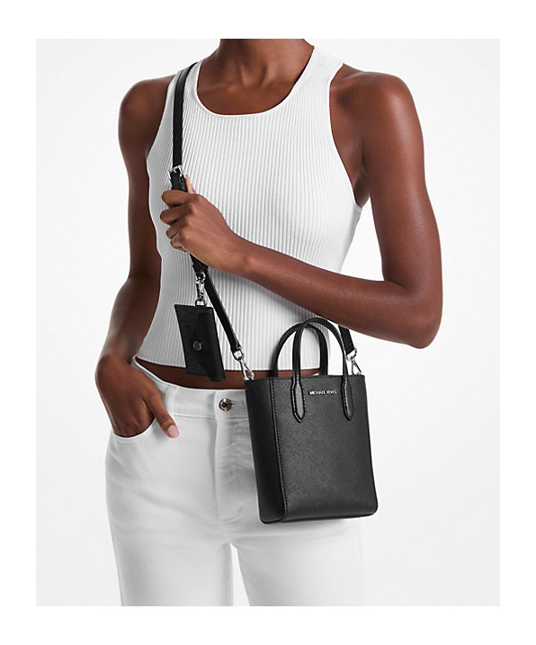 Michael Kors Vincent Extra-small Saffiano Leather Crossbody Bag With Card Case In Black