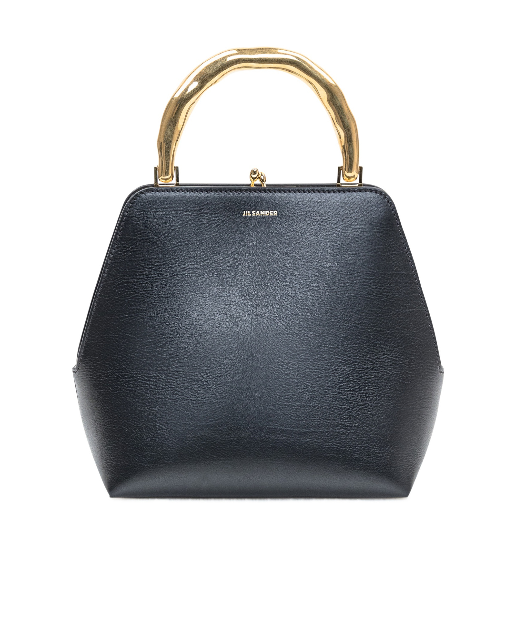 Jil Sander Goji Bamboo Small Leather Top Handle Bag In Black