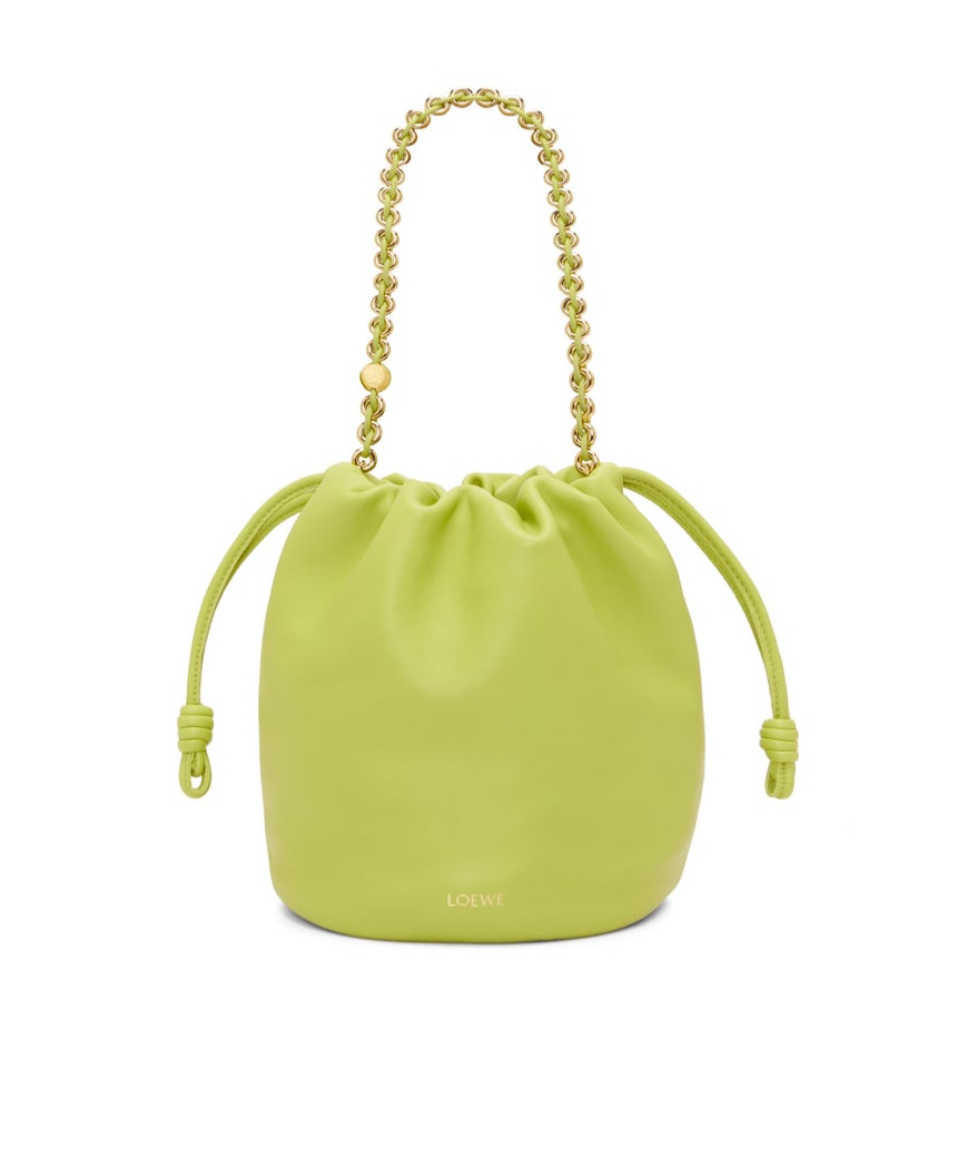 Loewe Flamenco Purse Bucket Bag In Mellow Nappa Lambskin In Green