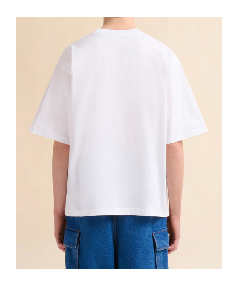 Marni T-shirt With Red Pop Fields  Logo In Lily White
