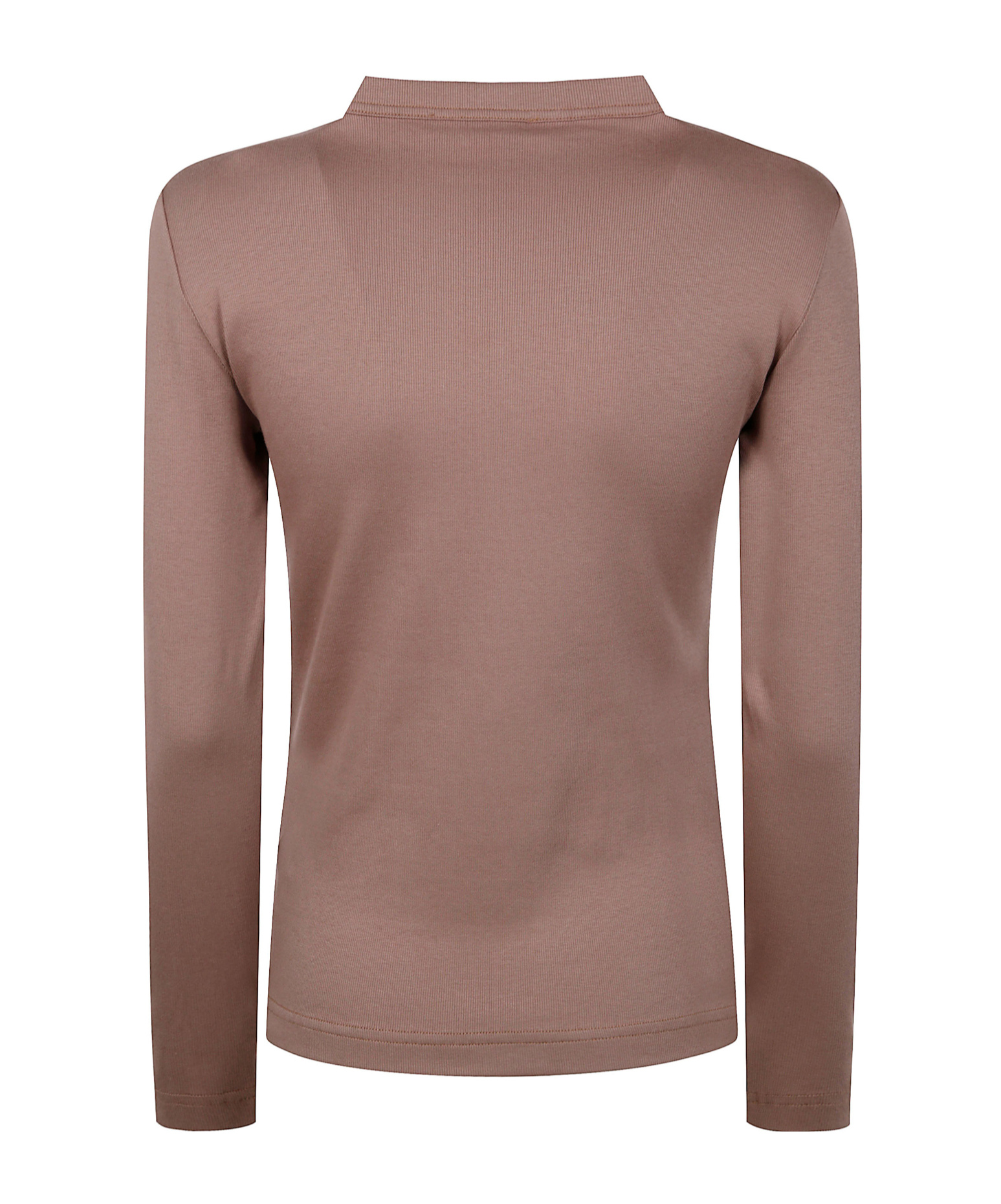 Fabiana Filippi Long Sleeve T-shirt With Macrame Lace Collar In Brown