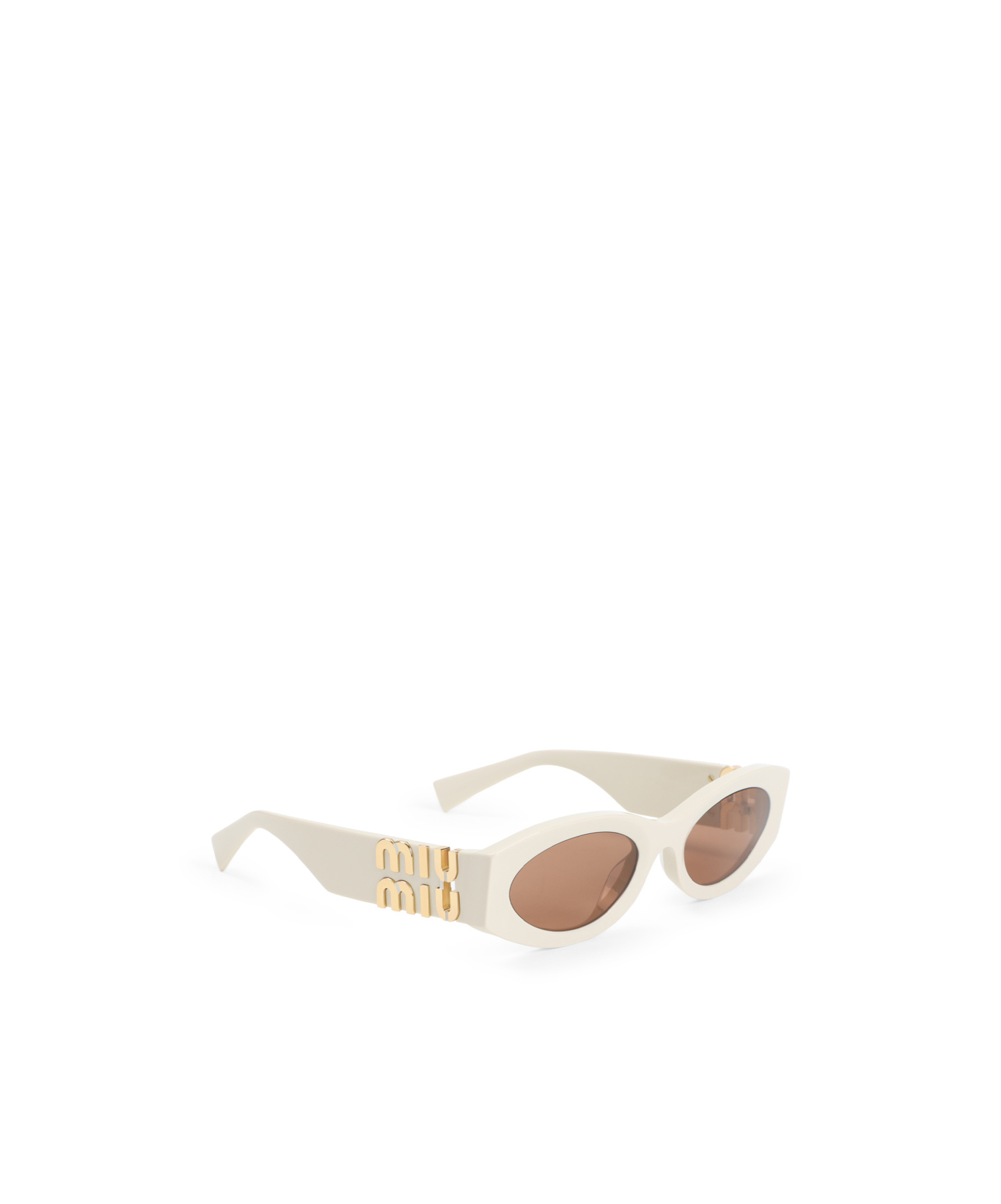 Miu Miu Glimpse Oval Sunglasses In White