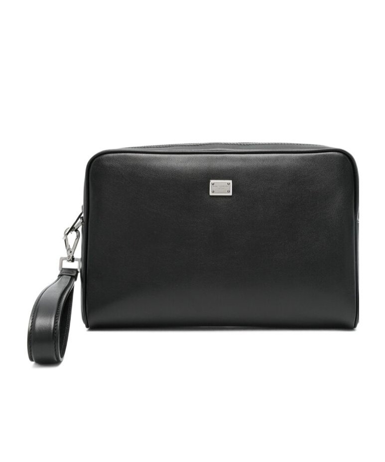 Dolce & Gabbana Logo-plaque Clutch Bag In Black