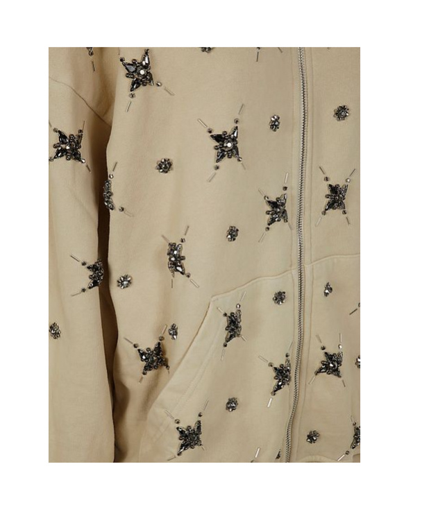 Pinko Hoodie With Jewel Embroidery In Nude