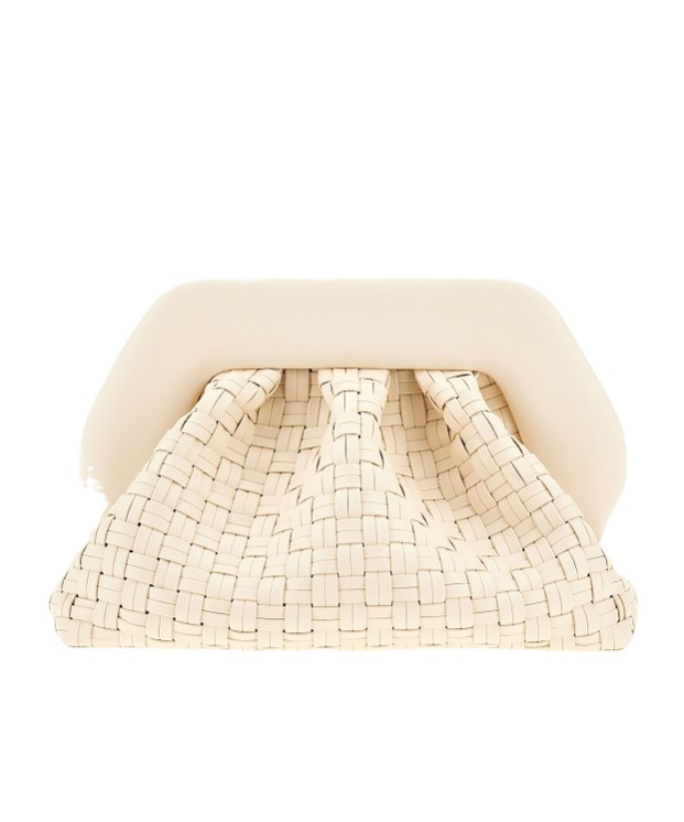 Themoirè Woven Shoulder Bag In Nude