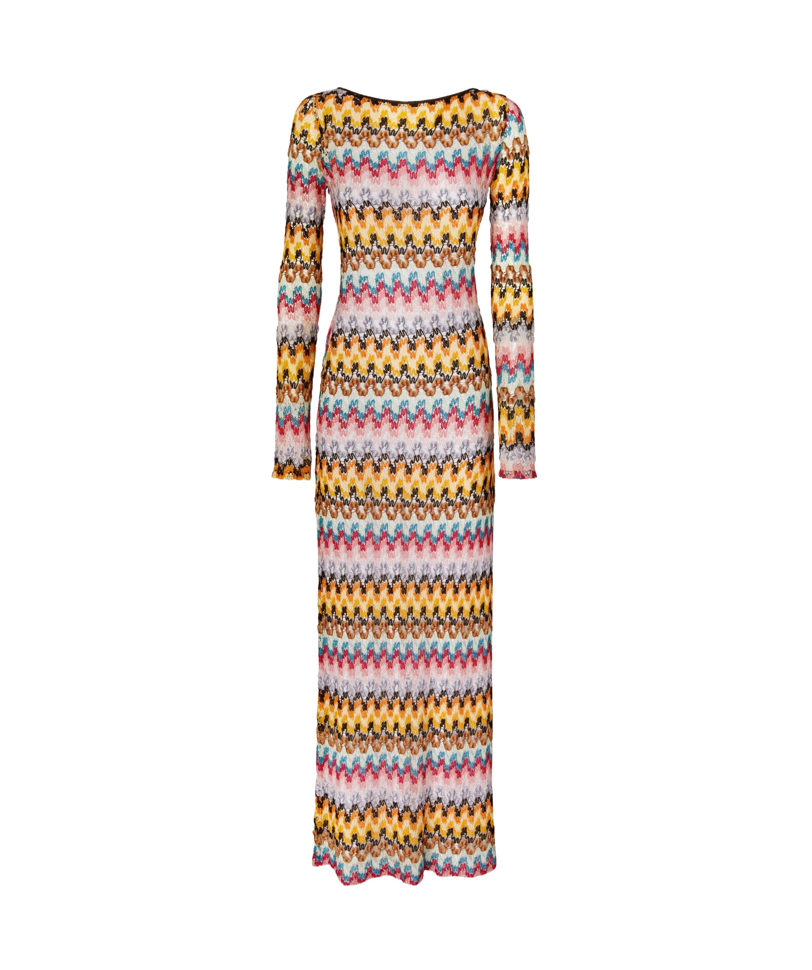 Missoni Multicolor Long Dress With All-over Zig Zag Motif In Fabric Woman In Multicolor