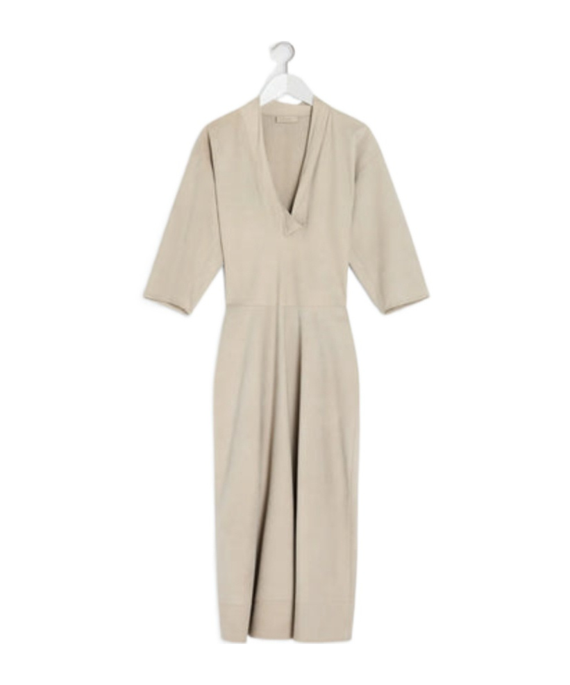 Lemaire Draped V-neck Midi Dress In Gray