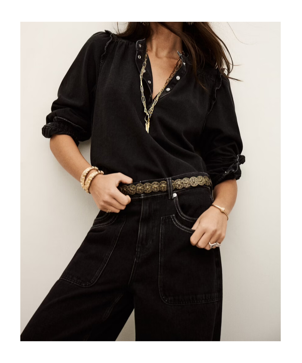 Bash Ruffled Long-sleeved Blouse In Black