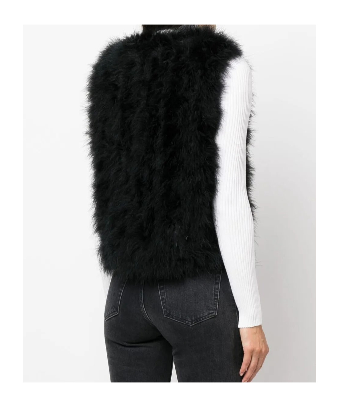 Yves Salomon Silk Feathered-finish Waistcoat In Black